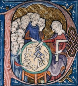 Dessin illustrant un géomètre - fête médiévale